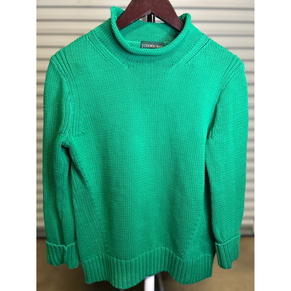 J.Crew Sweater Women S Green Always Rollneck Shaker Knit Heritage Mock Neck VTG